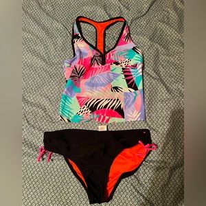 two piece tropical swimsuit